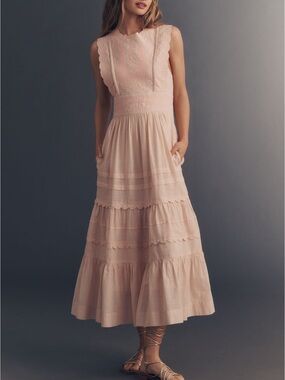 Anthropologie Sleeveless Quilted Cotton Midi Dress -L